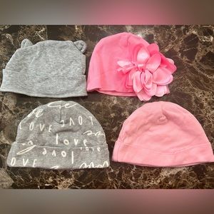 Newborn Baby Girls Hat Set of 4